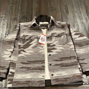 Jachs New York Men's Brown and Cream Patterned Shirt Jacket